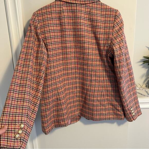Talbots Pink Plaid Wool Blend Blazer Jacket 14 - Picture 4 of 11